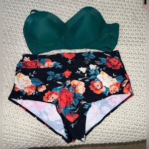 Floral 2 piece High Waisted Bikini